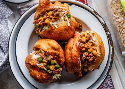 Breakfast in Rustenburg- vetkoek and mince